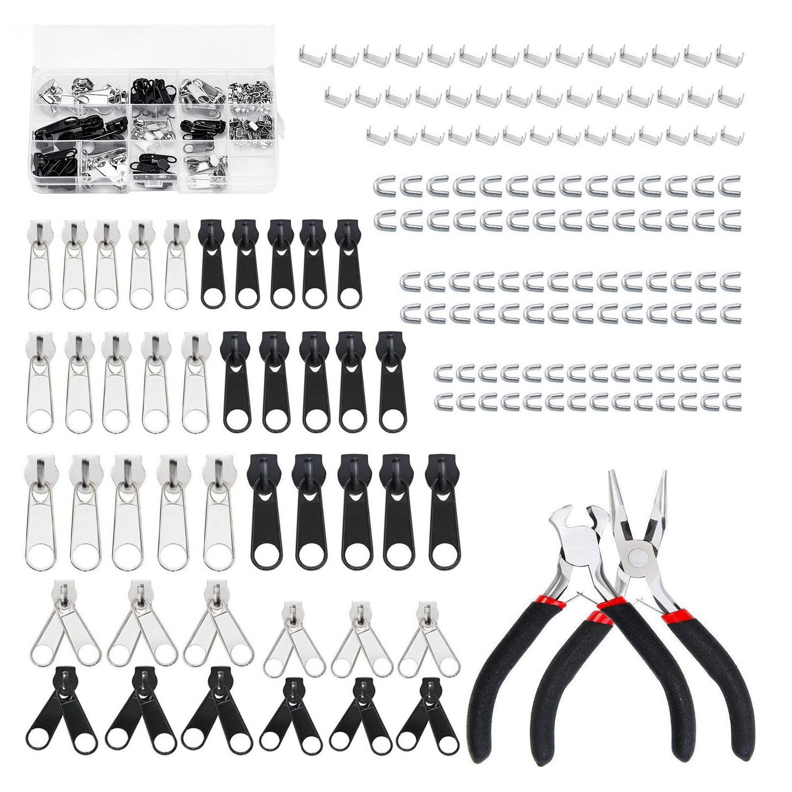 HAUSS SPOLE Reißverschluss Ersatz-Reißverschlusskopf 171-teiliges Reißverschluss Reparaturset