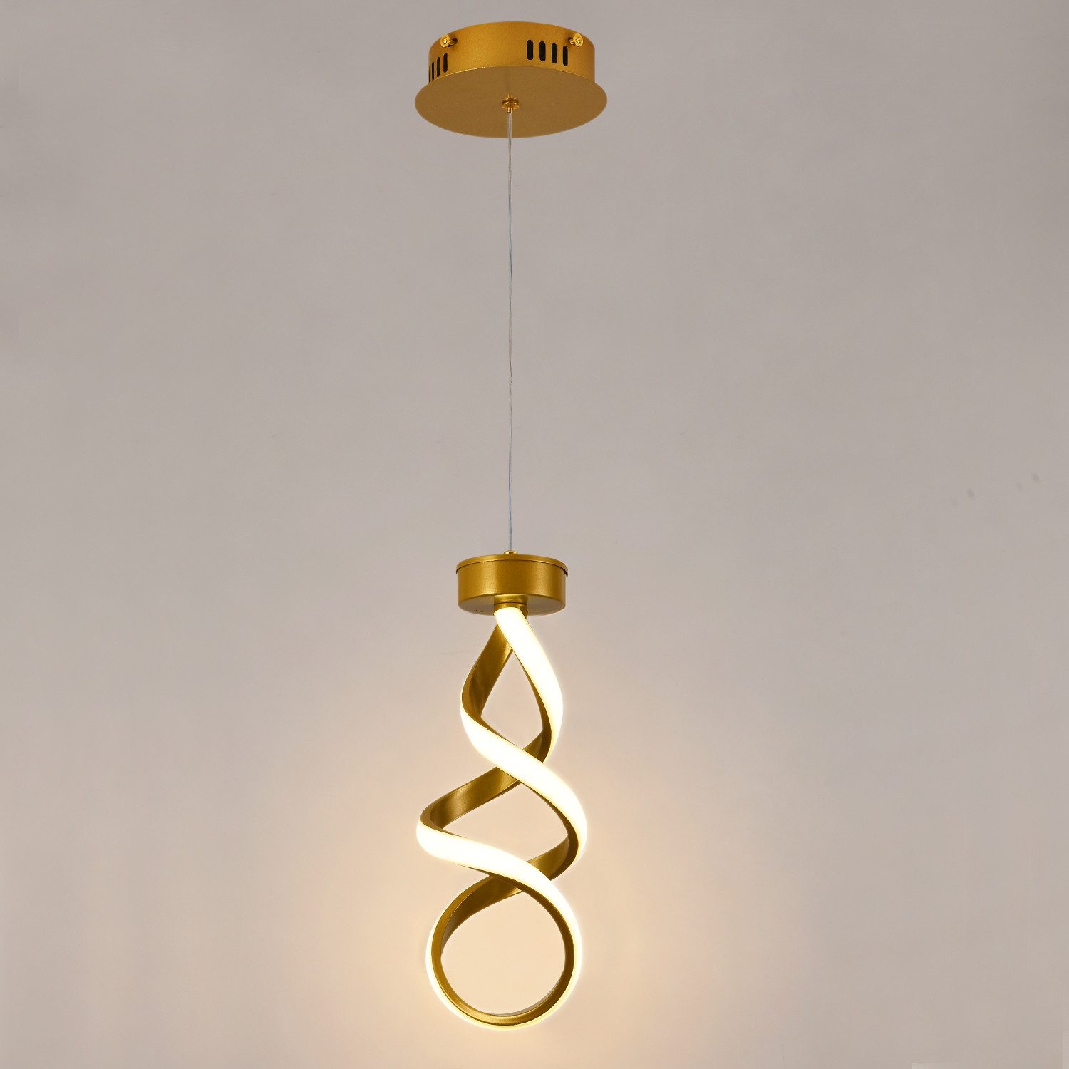 JDONG Pendelleuchte Moderne LED Hängeleuchte Spirale 150cm Höhenverstellbar, LED fest integriert, 3000K Warmweiß, Gold/Schwarz, 35H*15D Hängeleuchte für Esszimmer Wohnzimmer Bar Küche