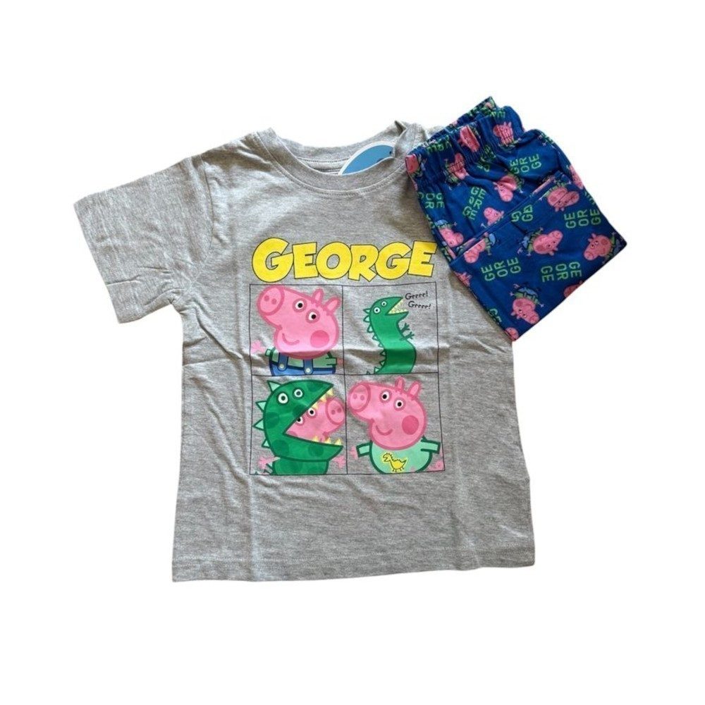 Peppa Pig Pyjama Kurzer Peppa Pig Jungen-Pyjama „George“, Grau-blau oder Blau-rot, (Set, 2 tlg)