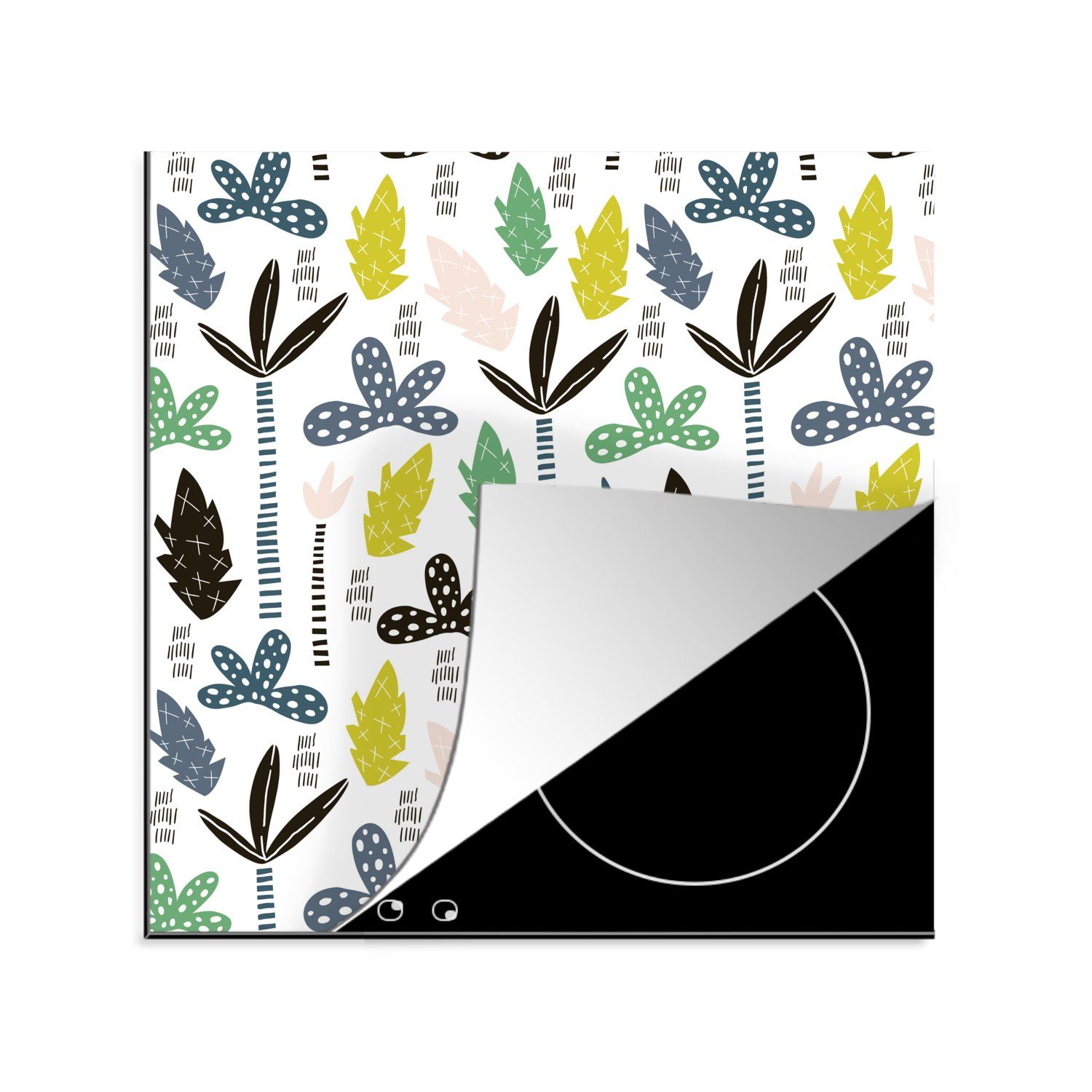 MuchoWow Herdblende-/Abdeckplatte Dschungel - Muster - Abstrakt, Vinyl, (1 tlg), 78x78 cm, Ceranfeldabdeckung, Arbeitsplatte für küche