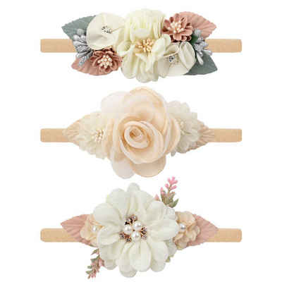 SCHUTA Haarband Haarbänder mit Blumenmuster, 3 Stück, für Neugeborene, Kleinkinder