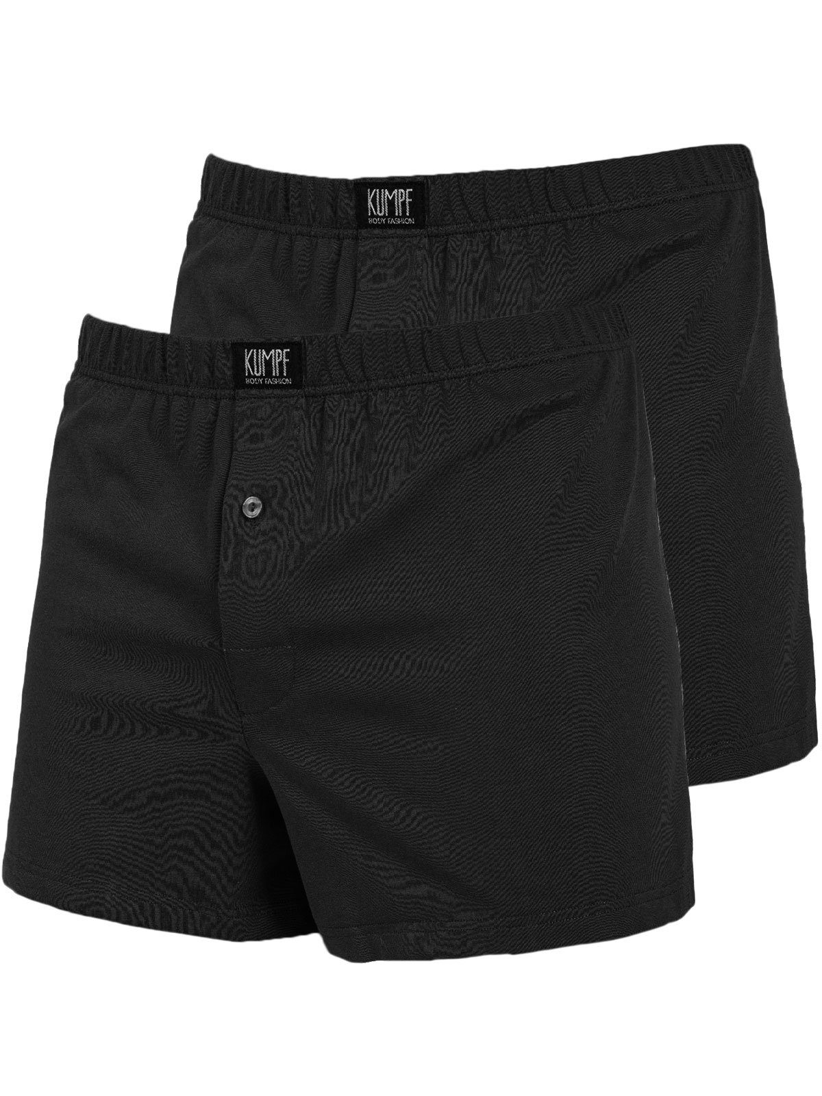 KUMPF Boxershorts 2er Sparpack Herren Boxershorts Bio Cotton (Spar-Set, 2-St) hohe Markenqualität schwarz