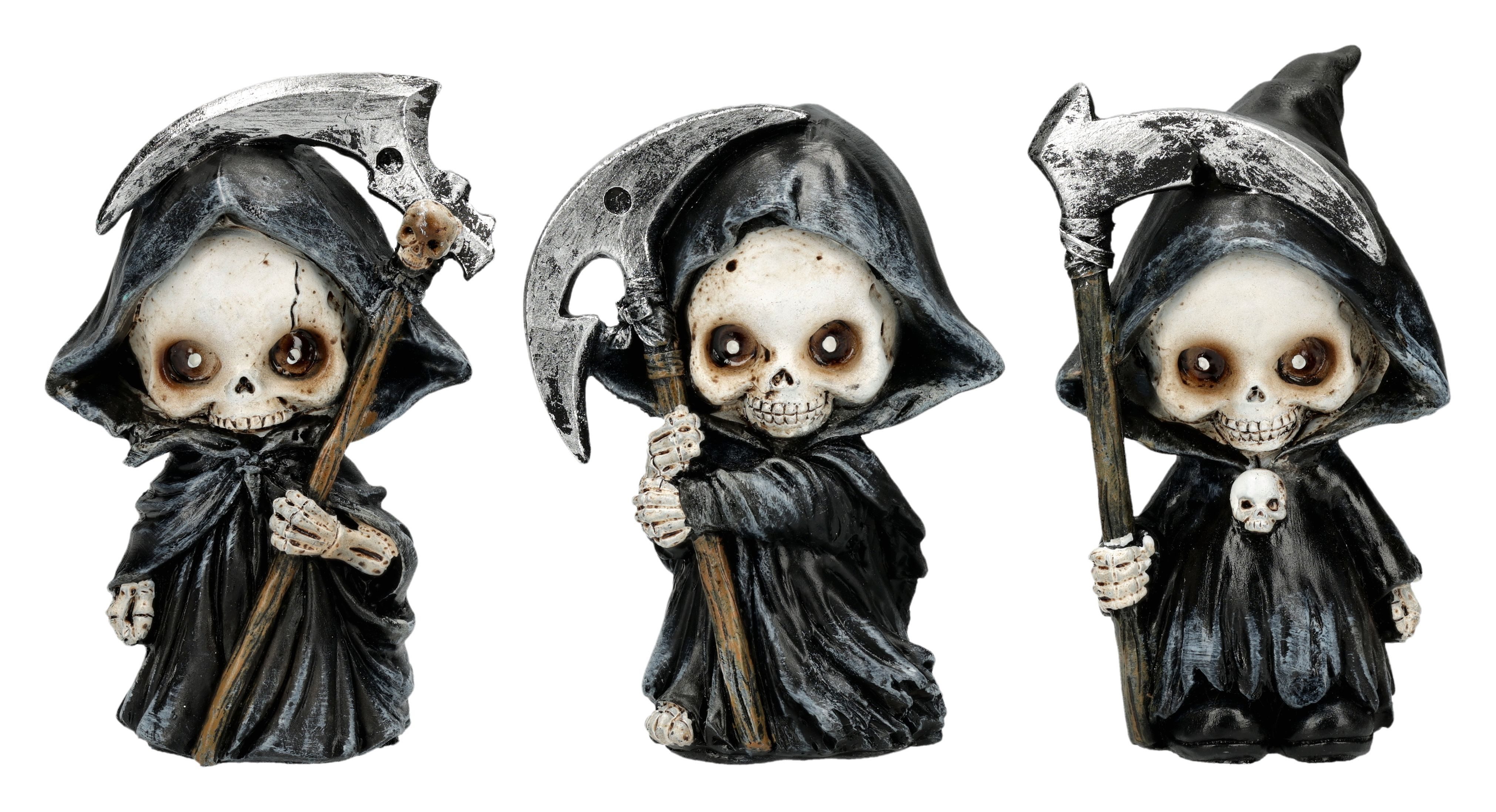 Figuren Shop GmbH Fantasy-Figur Sensenmann Figuren Set – Trio of Terror Gothic Statue 9 cm Dekofigur
