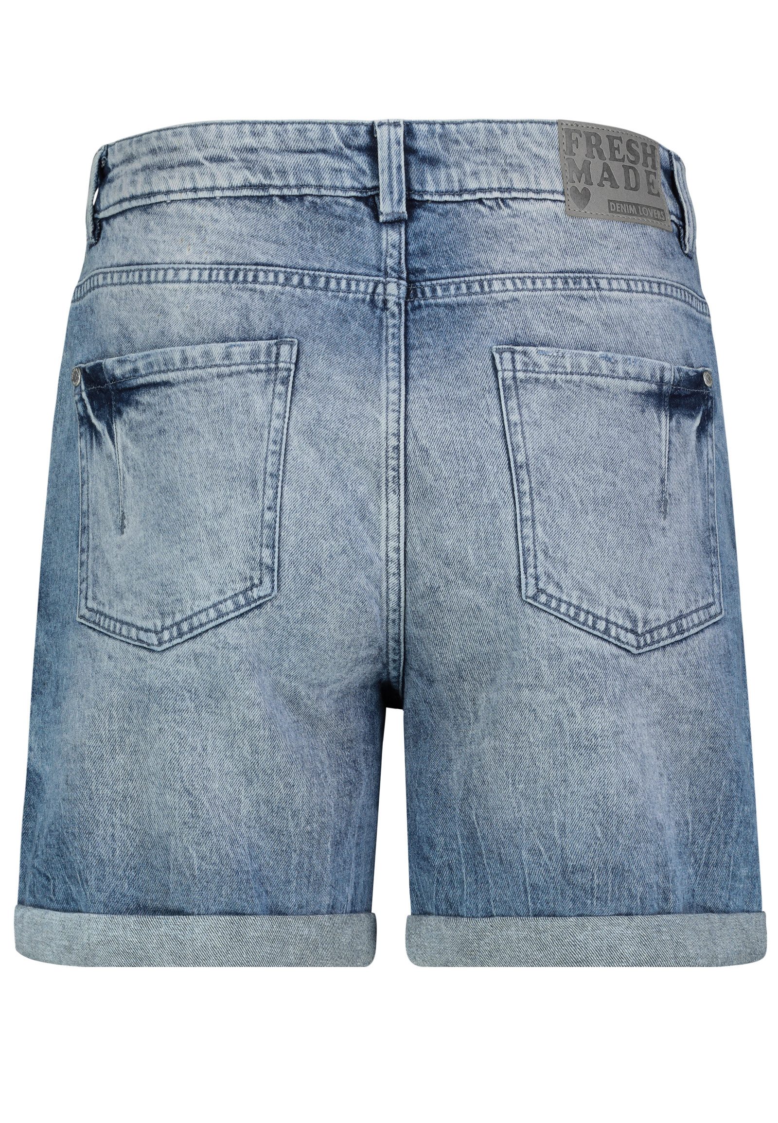 Fresh Made Jeansbermudas Damen Denim Shorts mit Teilungsnähten Stretchjeans, 5-Pocket-Form