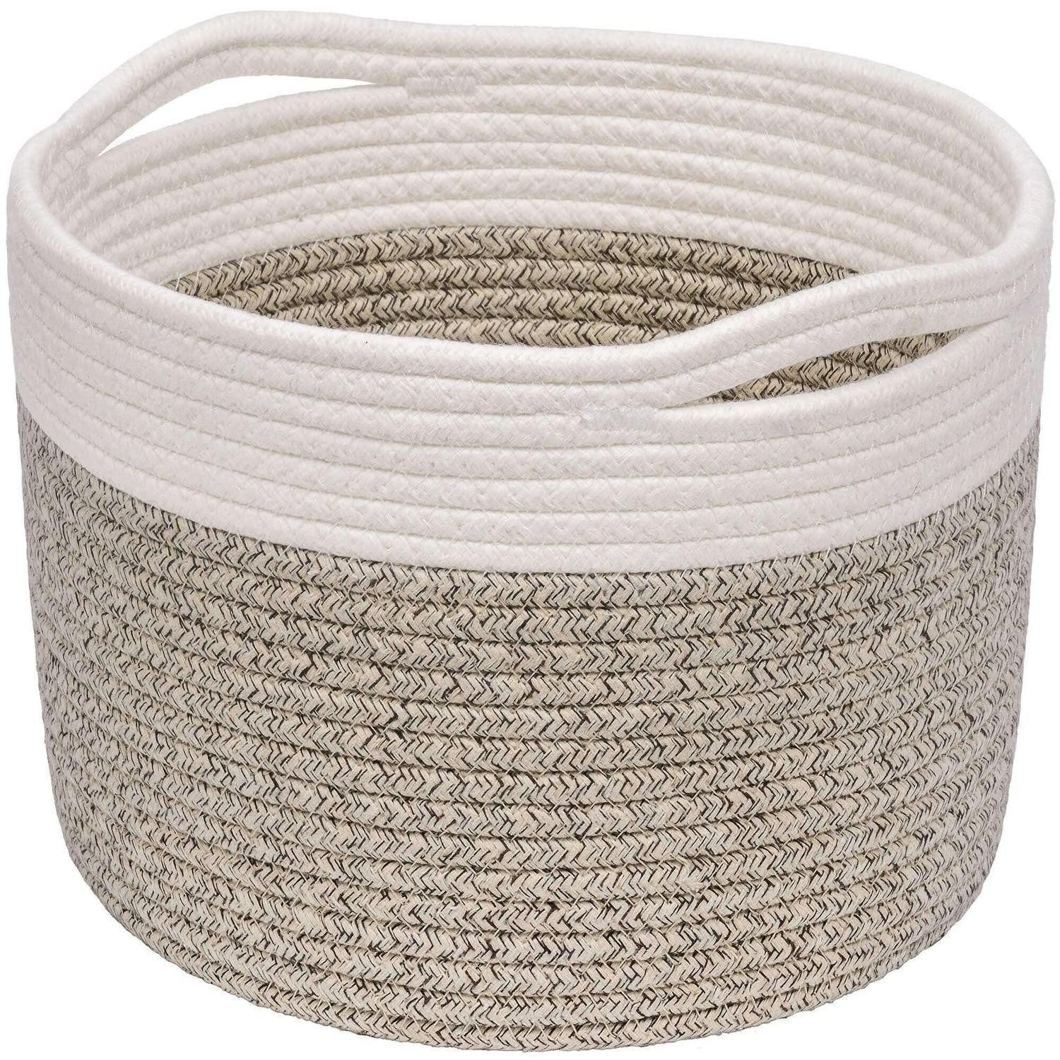 LuxusKollektion Wäschekorb Korb Wäschekorb Kinder Spielzeug Geflochten 24x18cm Braun und Weiß