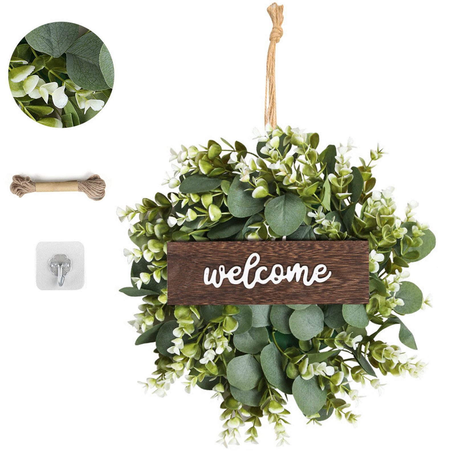 Kunstpflanze Künstlicher Eukalyptusblatt dekorativer Kranz für Haustür, Gar günstig online kaufen