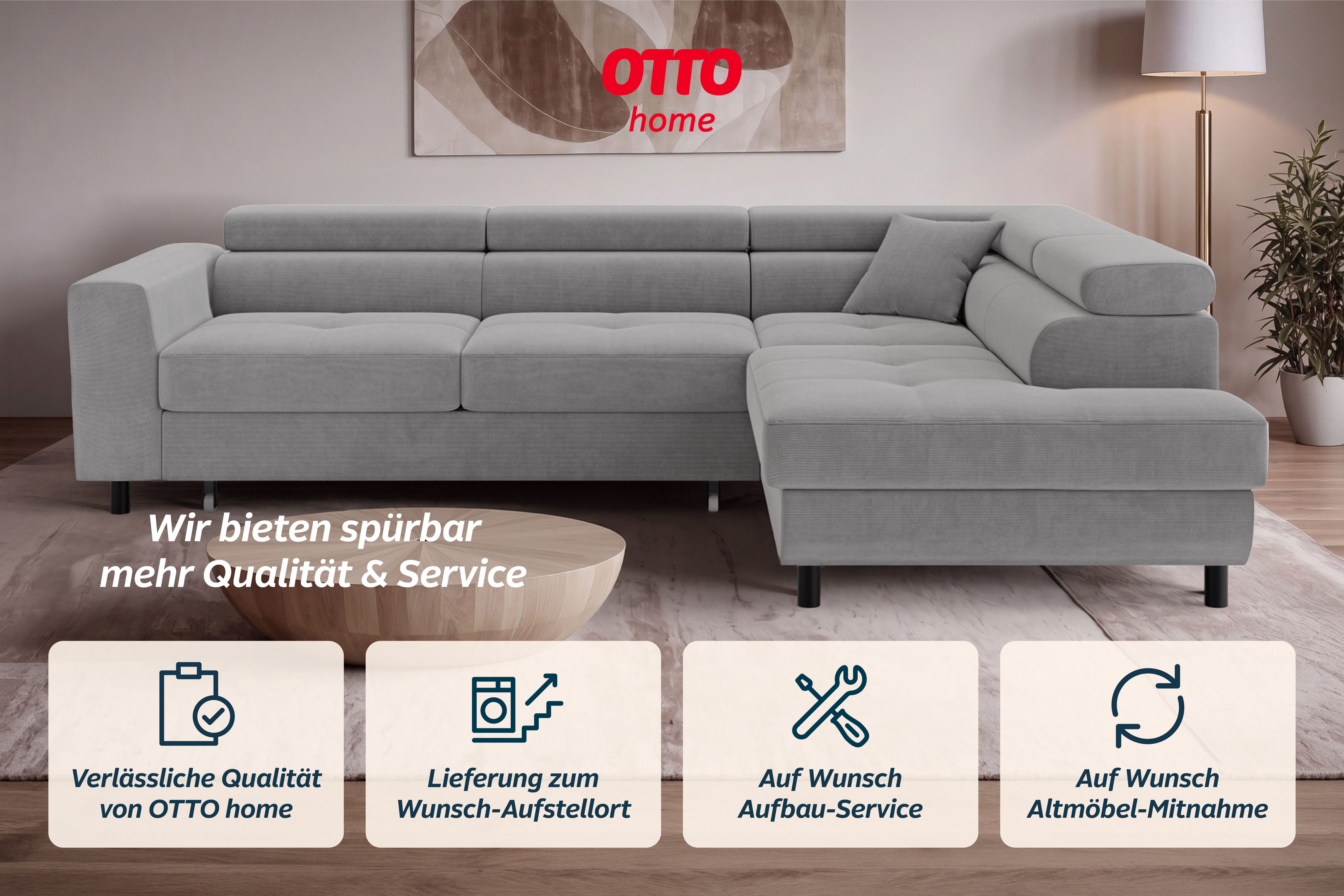 OTTO home Ecksofa AADEN Schlafsofa 254 cm - OTTO. Verlässliche Qualität., mit Bettfunktion, Bettkasten, Kopfstützen, rechts/links bestellbar – Bild 5 von 5