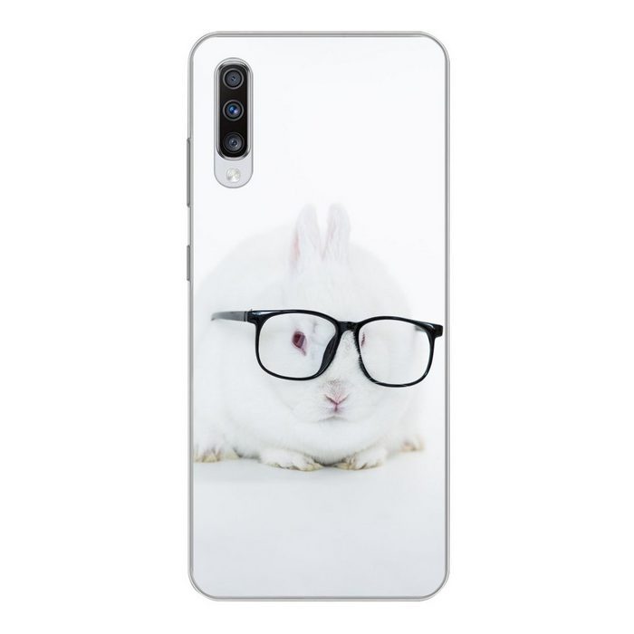 MuchoWow Handyhülle Kaninchen - Brille - Hipster Phone Case Handyhülle Samsung Galaxy A70 Silikon Schutzhülle
