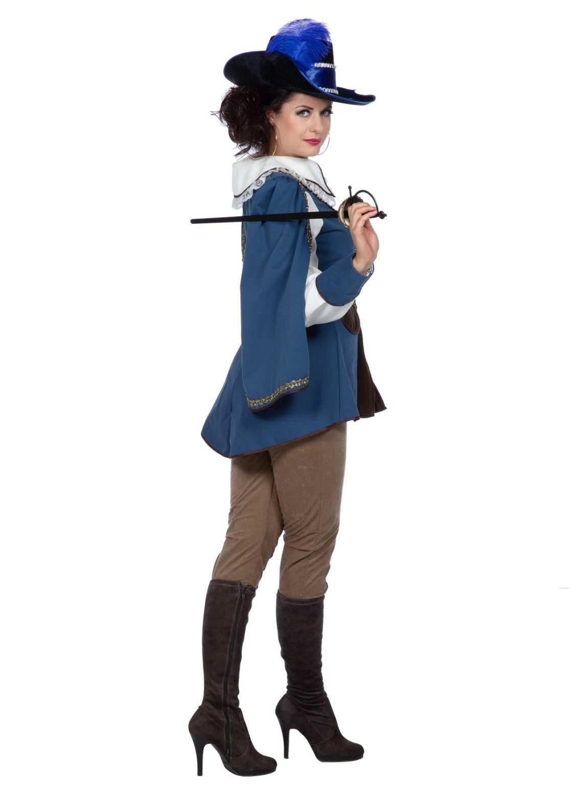 Metamorph Kostüm Blaues Musketier Kostüm für Frauen, Barocke Lady mit Mante günstig online kaufen