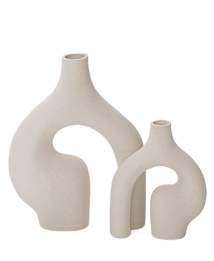 (2 Blumenvase - Ästhetische Ronner - Vasen Stück Set Keramik, Nordische St) Tischvase Deko UG 2 -