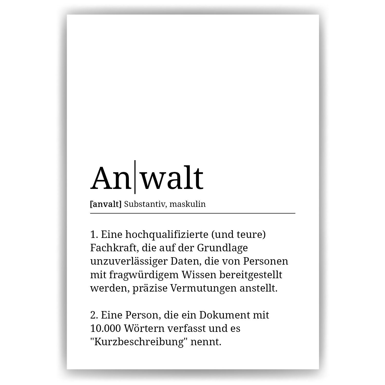 Tigerlino Poster Anwalt Definition Wandbild Mitarbeiter Geschenk