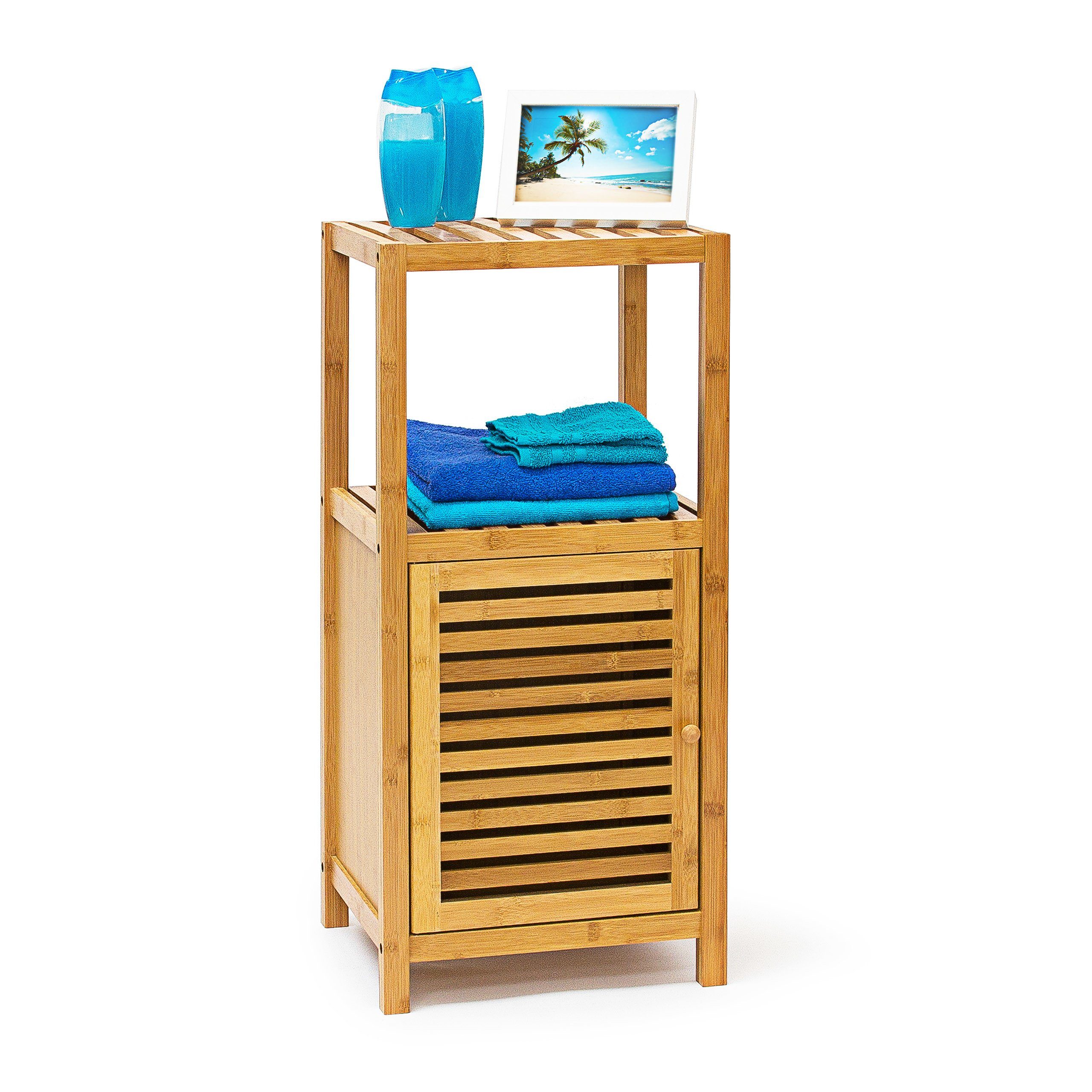 relaxdays Badregal Bambus mit Tür, 3 günstig online kaufen