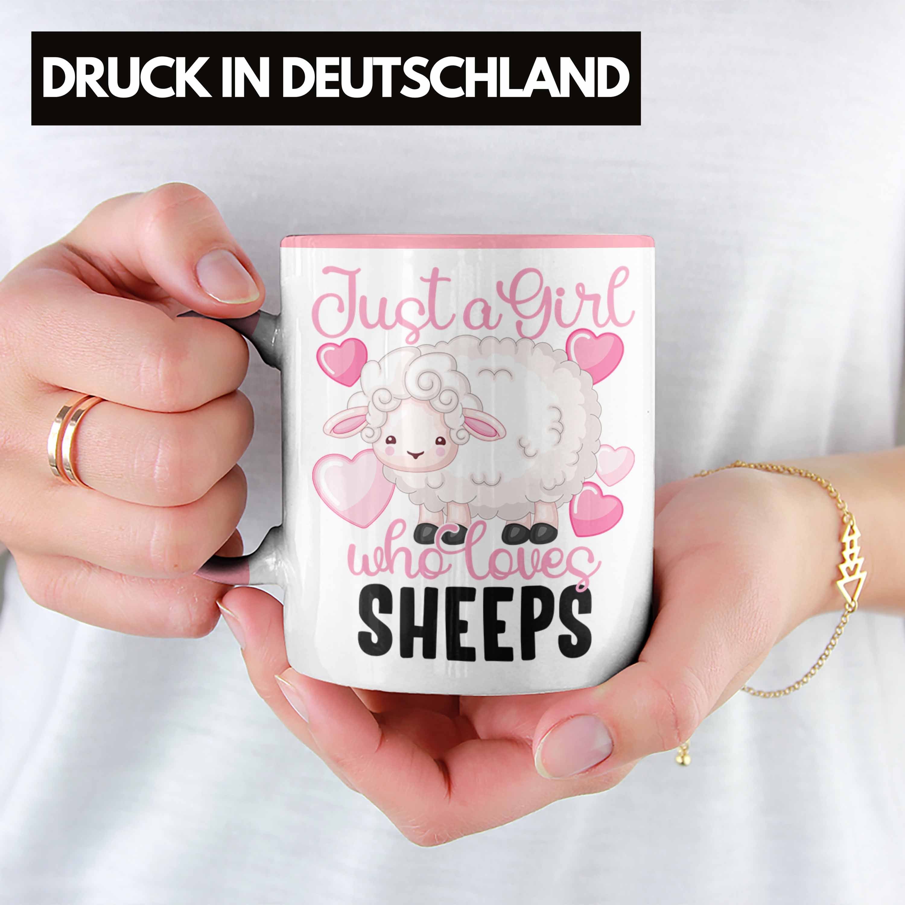 Mädchen Lustige Tasse Schaf-Tasse Trendation Rosa für Geschenk Schafhirtin Frauen