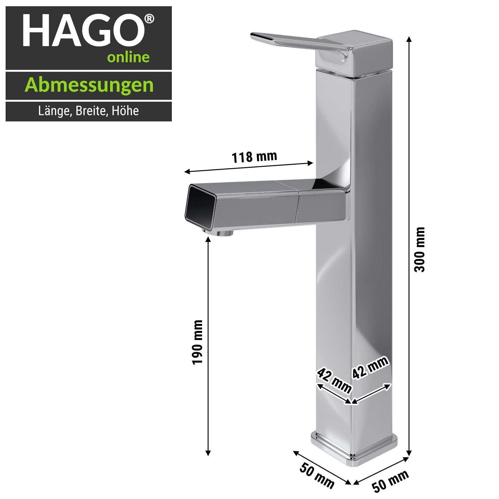 HAGO Chrom Waschtischarmatur Waschtischarmatur Wasserhahn Mischbatterie ausziehbare Brause