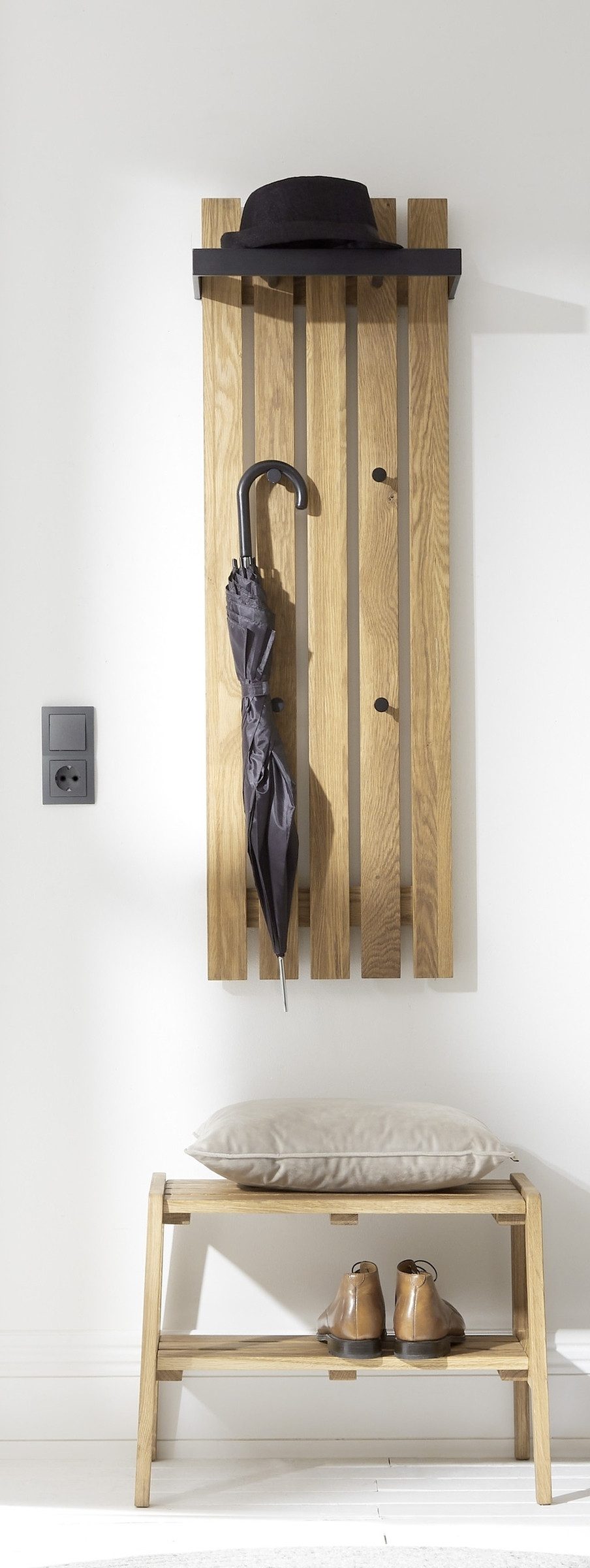 möbelando Garderoben-Set BANTRY, (2-tlg), (2-tlg) in Eiche, Massivholz - 60x170x36cm (BxHxT)