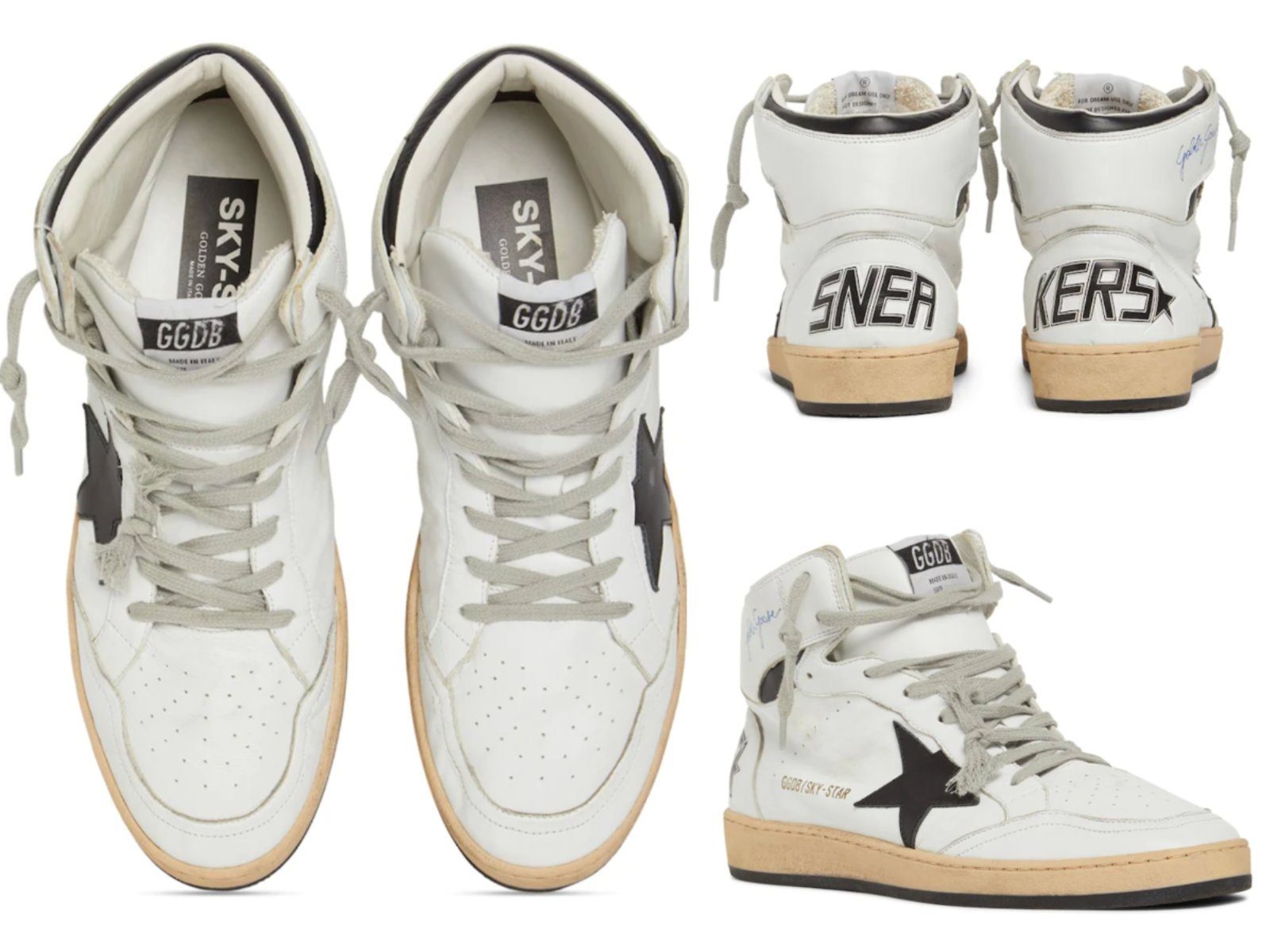 GOLDEN GOOSE GOLDEN GOOSE Sky Star Distressed Leather High-Top Кросівкиs Взуття Shoe Кросівки