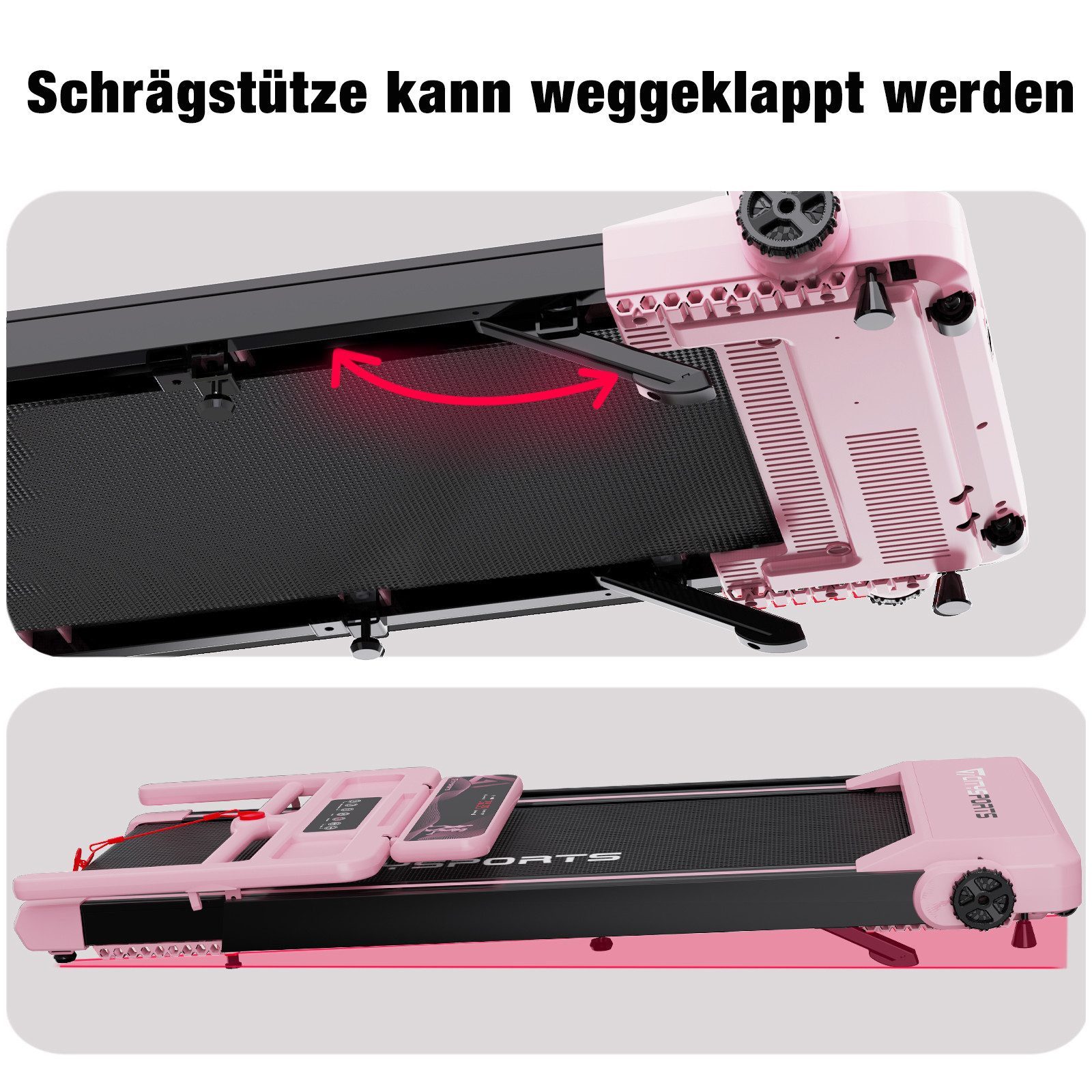 CITYSPORTS Laufband Heim-Laufband mit Steigung (Mit Toolkit, Schmiermittel), Klappbares Laufband bis 12 km/h mit APP walking jogging pad