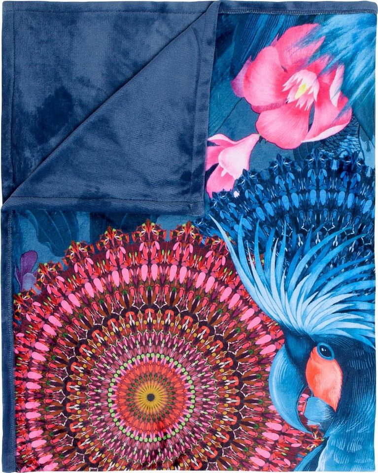 Plaid Ofelia, hip, mit Mandalas und Blumen, Kuscheldecke, Gefertigt aus  100% Polyvelvet