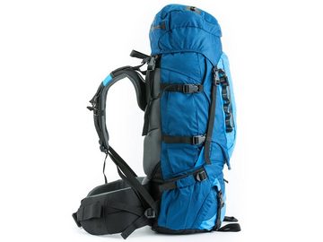 Skandika Rucksack Bogong 65+10 L (marineblau/blau), Trekking-Rucksack 65 Liter wasserdicht mit Regenhülle, Hüftgurt, Signalpfeife
