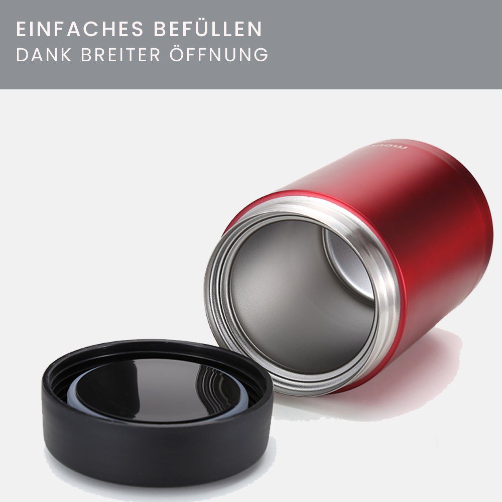 frei 0,5L rot Thermobehälter Explorer Isoliergefäß, Edelstahl, BPA matt, moulo