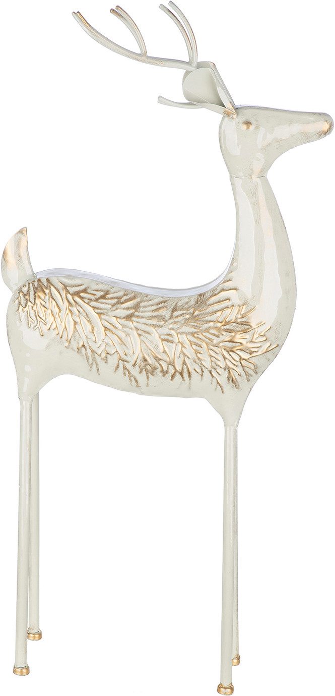 GILDE Skulptur Figur Hirsch Vancouver grau (1 St), Rentier Dekofigur Weihnachten Winter Geweih Tiermotiv