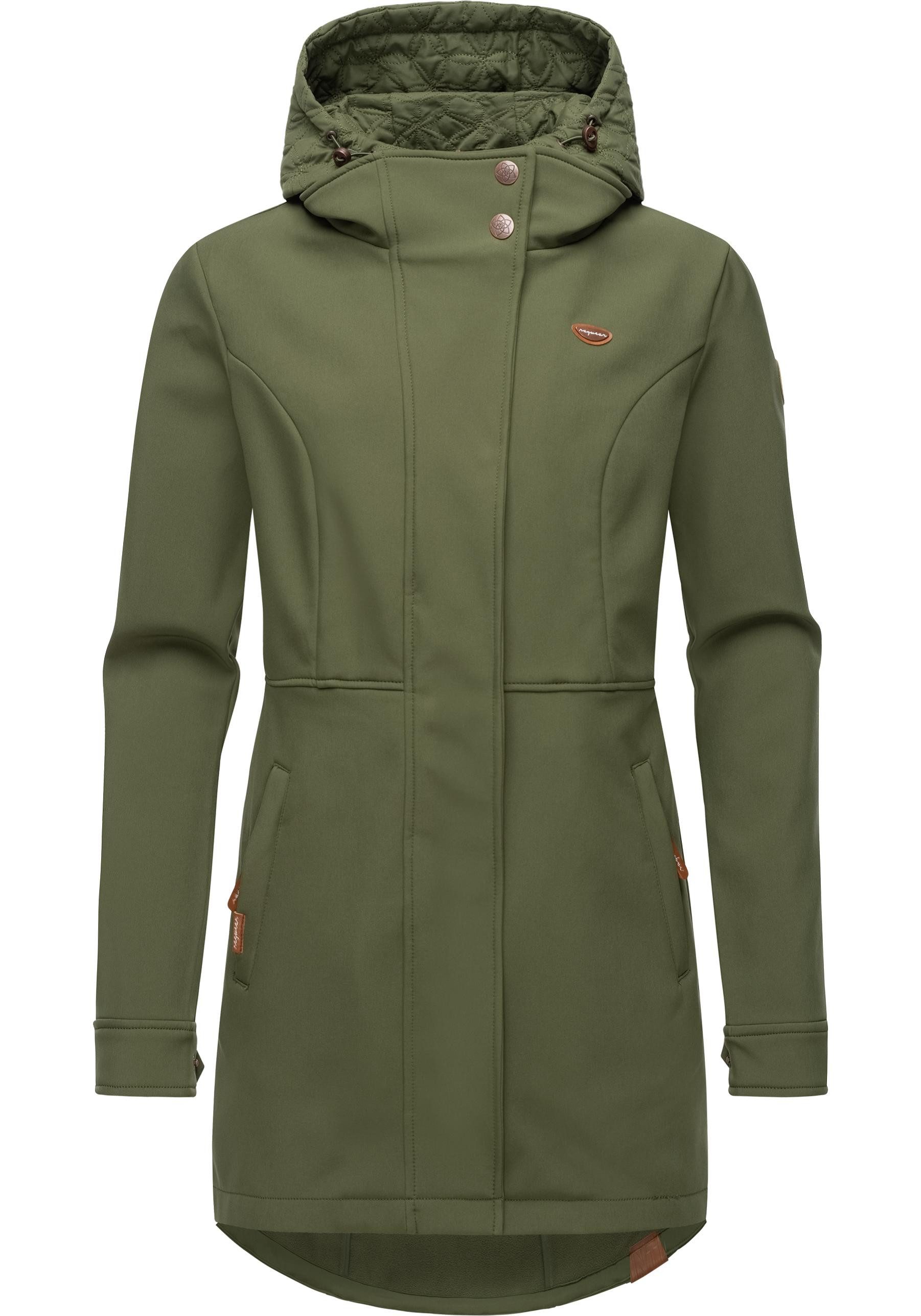Ragwear Softshellmantel Ybela sportliche, gefütterte Outdoorjacke mit Kapuze