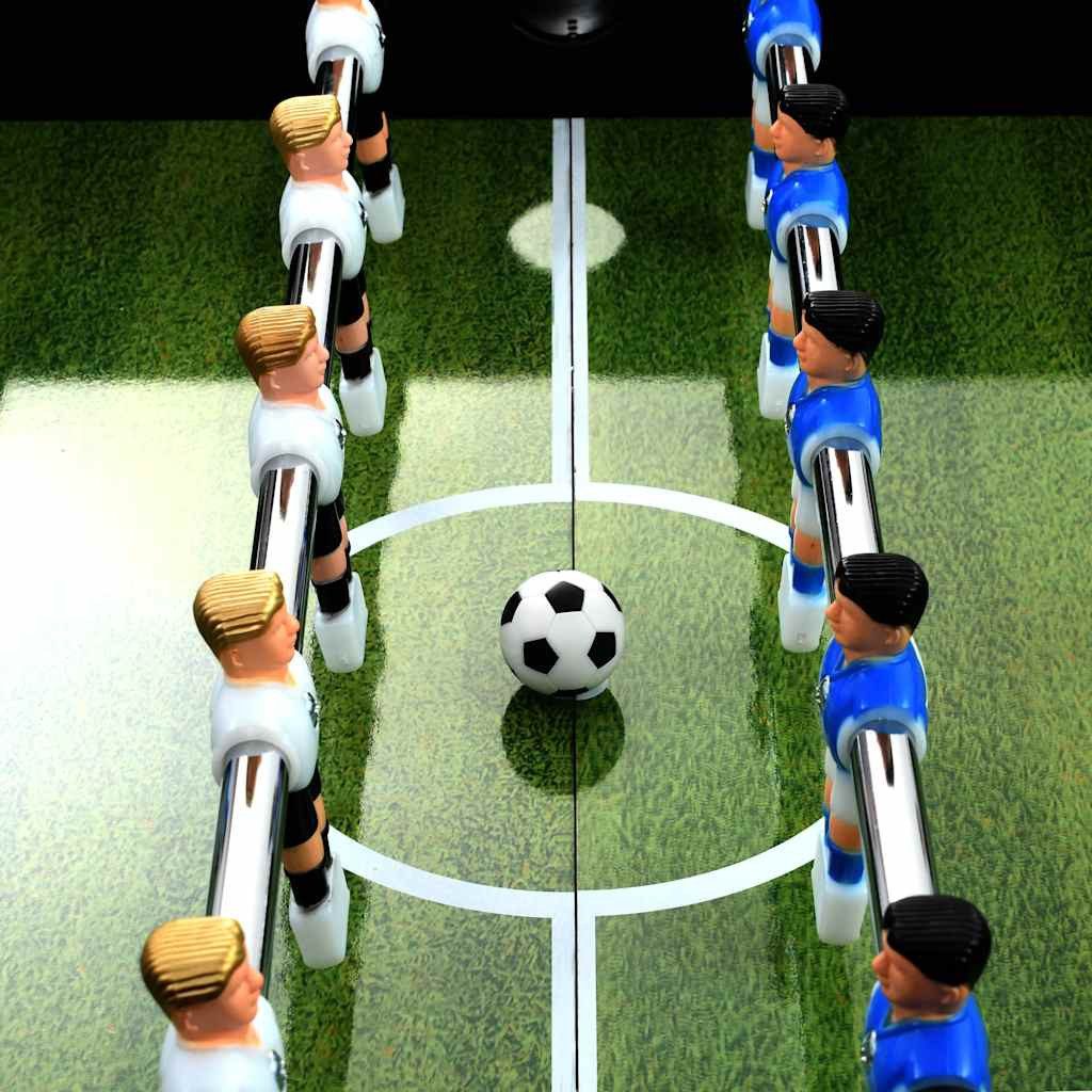 furnicato Tischfußballspiel Fußballtisch Schwarz 140 x 74,5 x 87,5 cm MDF und Stahl, Höhenverstellbarer Kickertisch mit rutschfesten Griffen für Gruppen