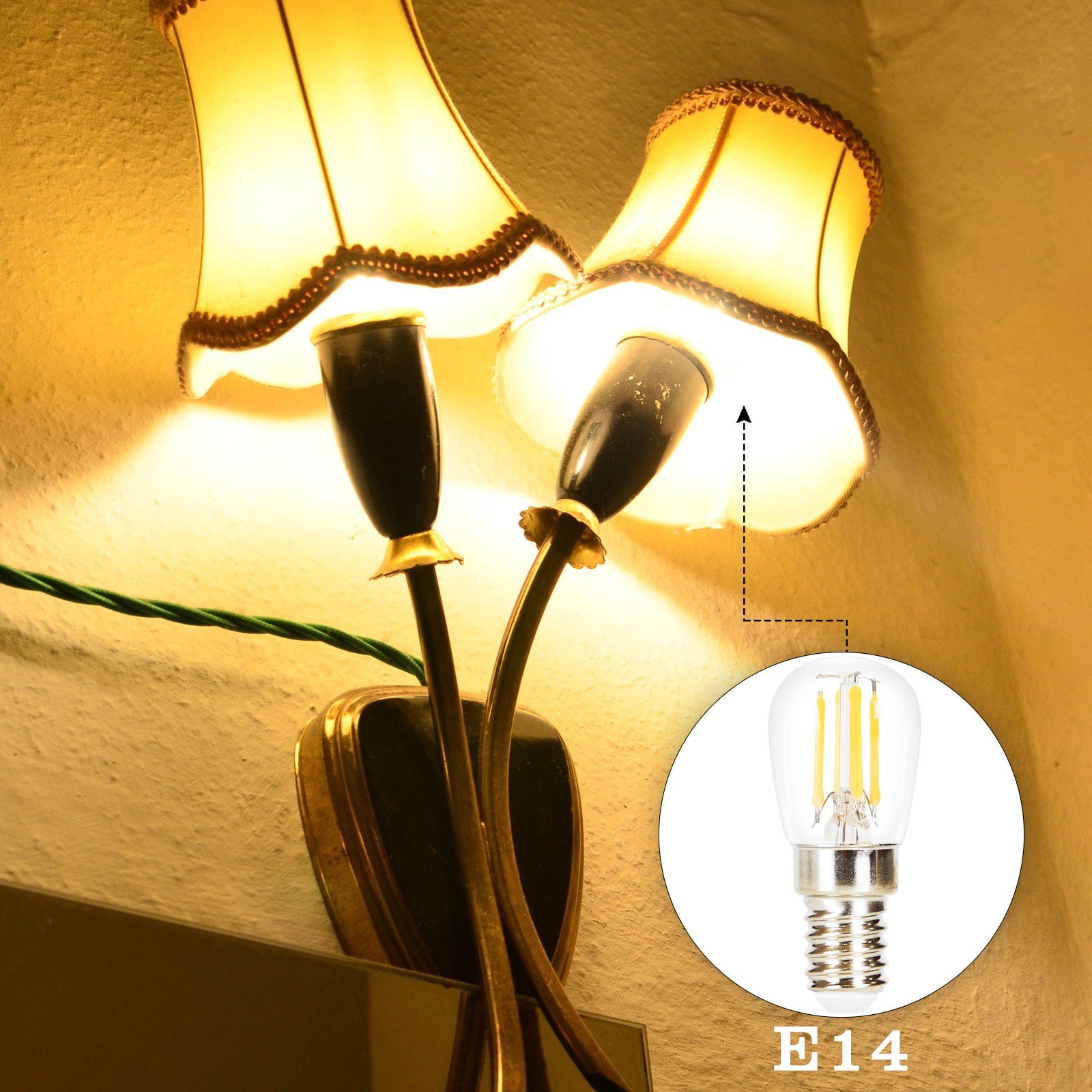 2700K, Glas Retro ZMH E14, warmweiß, Vintage St., LED Glühbirne LED-Leuchtmittel - Filament 10 Energiesparlampe Edison Birne ST25