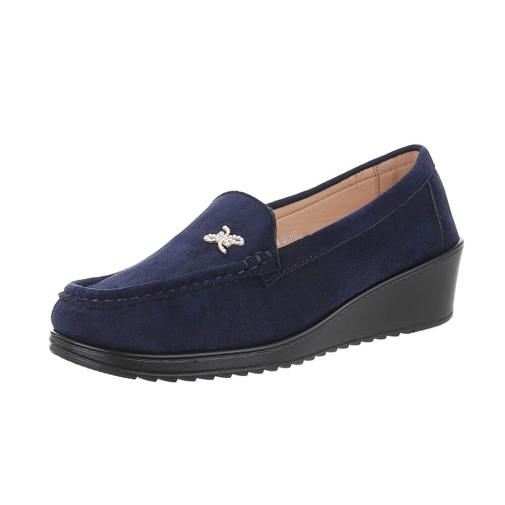 Ital-Design Damen Mokassins Freizeit Slipper (87214386) Keilabsatz/Wedge Mo günstig online kaufen