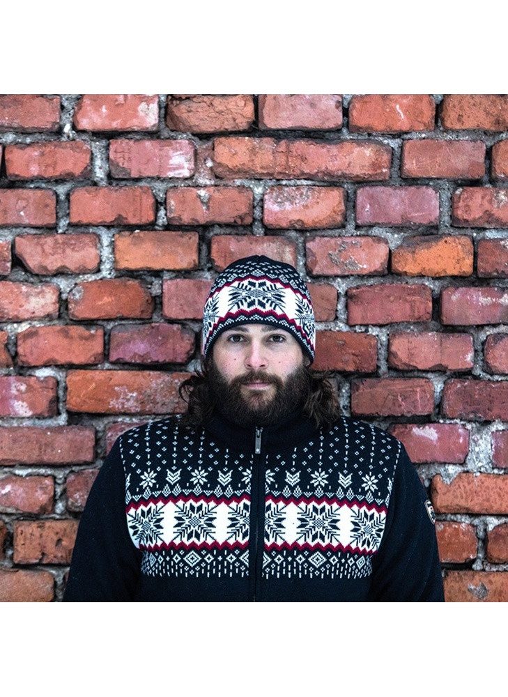 kama Strickmütze (Beanie) A137 Merino - weiss/rot/navyblau - 1 Stück