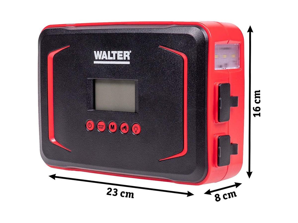 WALTER Li-Ion Motorcycle Jump Starter with Compressor, 2000 mAh (12 V)