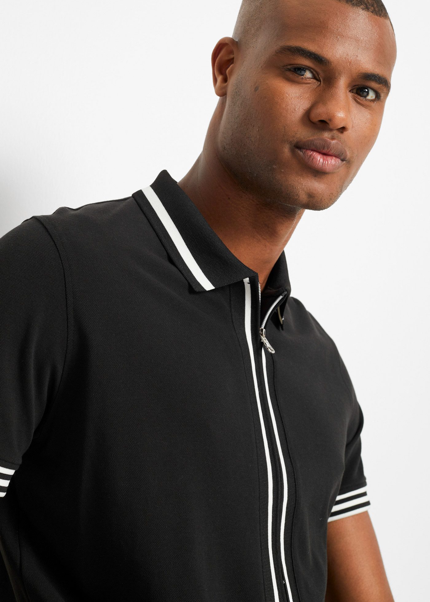 bonprix Poloshirt Kurzarm, mit Reißverschluss, aus reiner Baumwolle