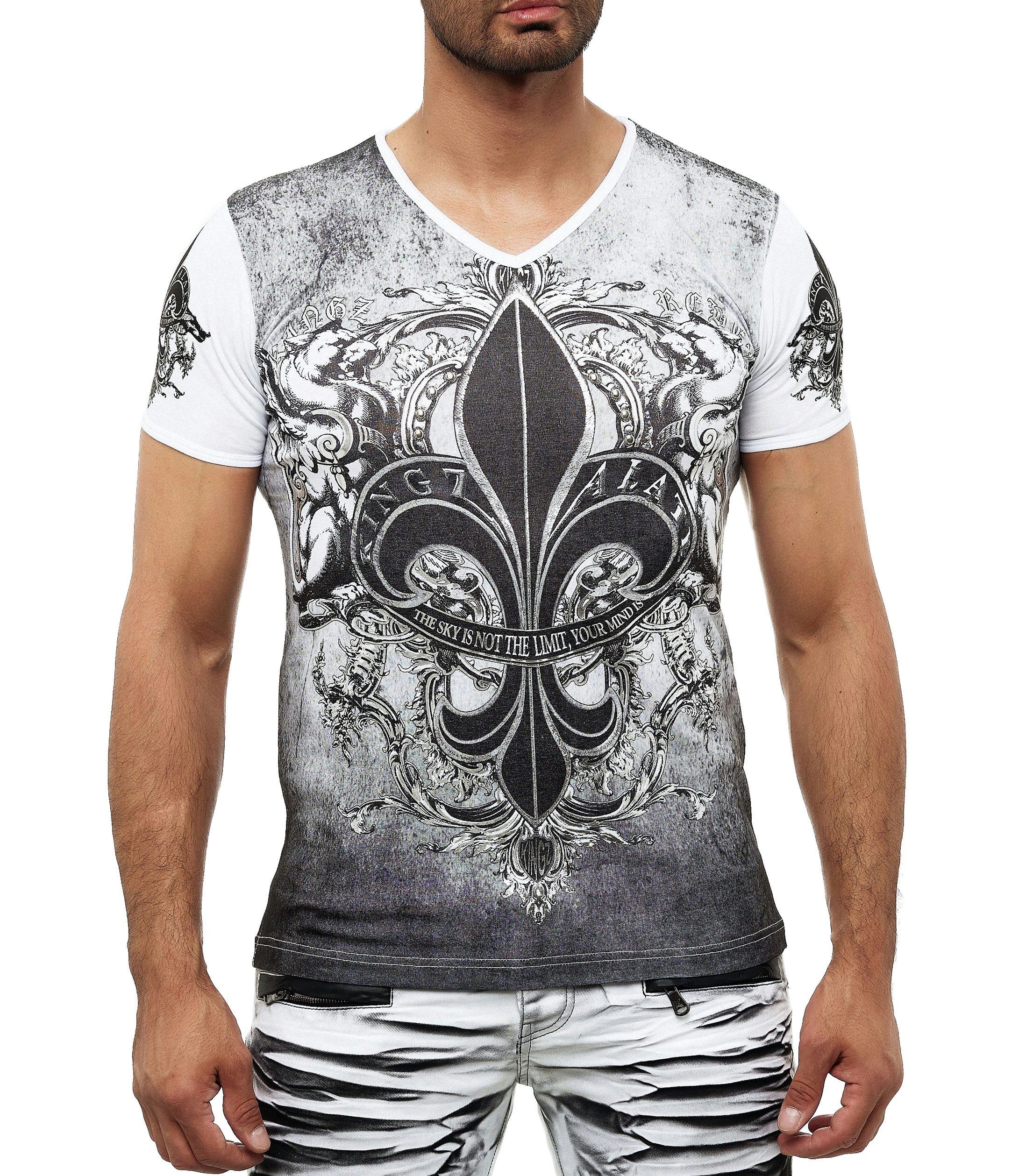 in T-Shirt weiß-silberfarben Design coolem KINGZ