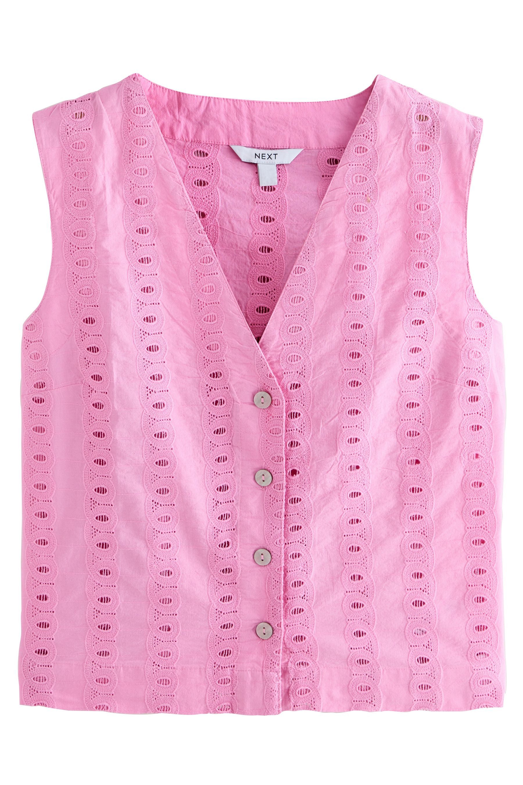 Next Anzugweste Weste mit Knopfleiste und Lochstickerei (1-tlg) günstig online kaufen