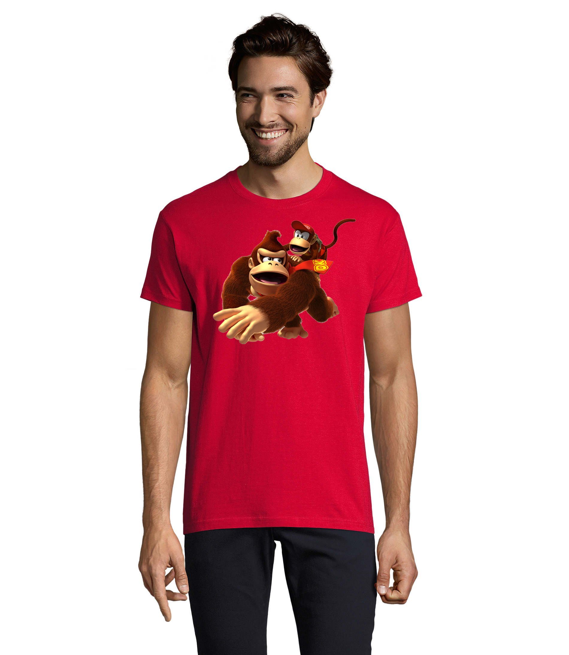 Blondie & Brownie Kong Nintendo T-Shirt Herren Konsole Rot Spiele Diddy Donkey Nerd