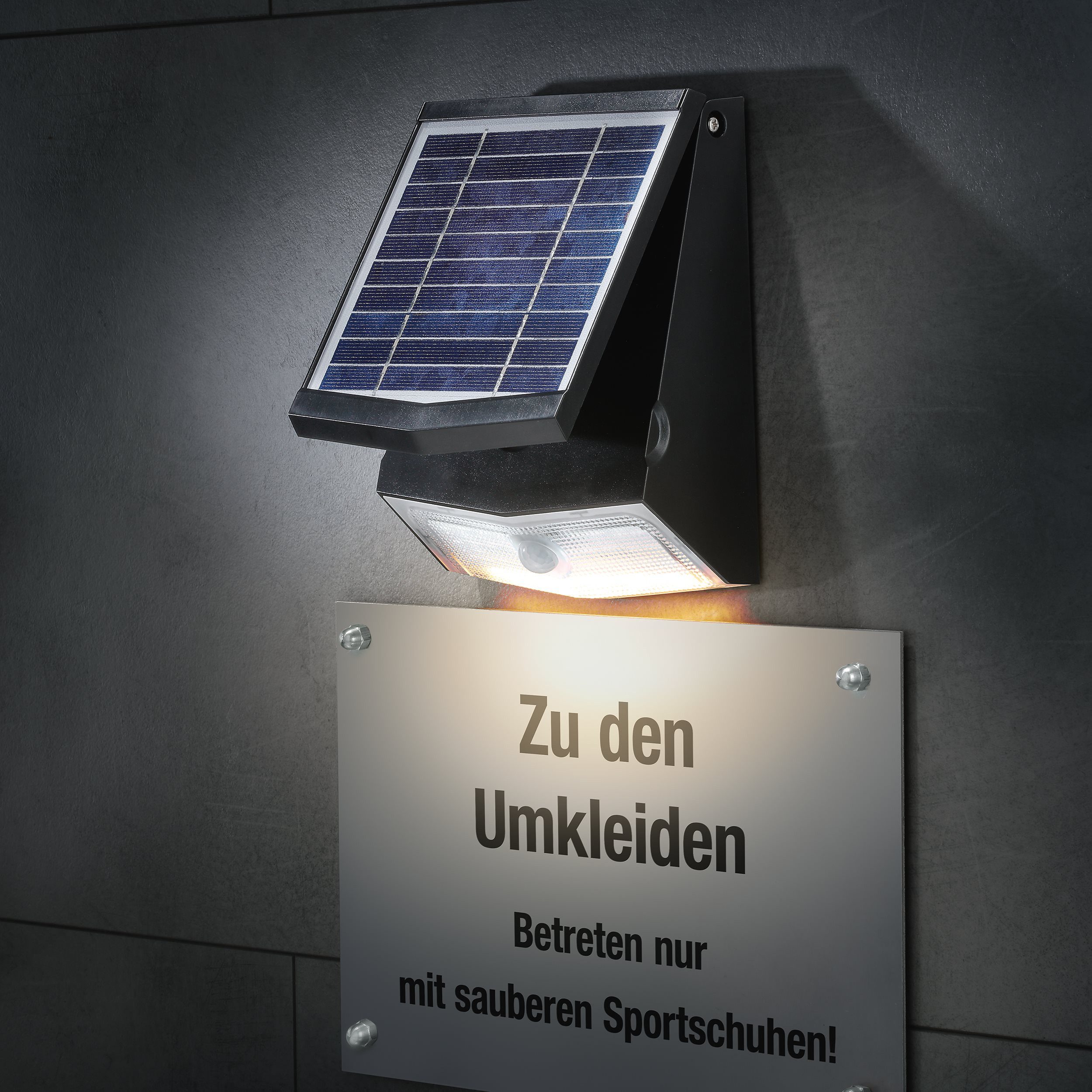 esotec LED Außen-Wandleuchte Solarleuchte mit Bewegungsmelder outdoor 36 LEDs 3000K 6000K 102270, LED fest integriert