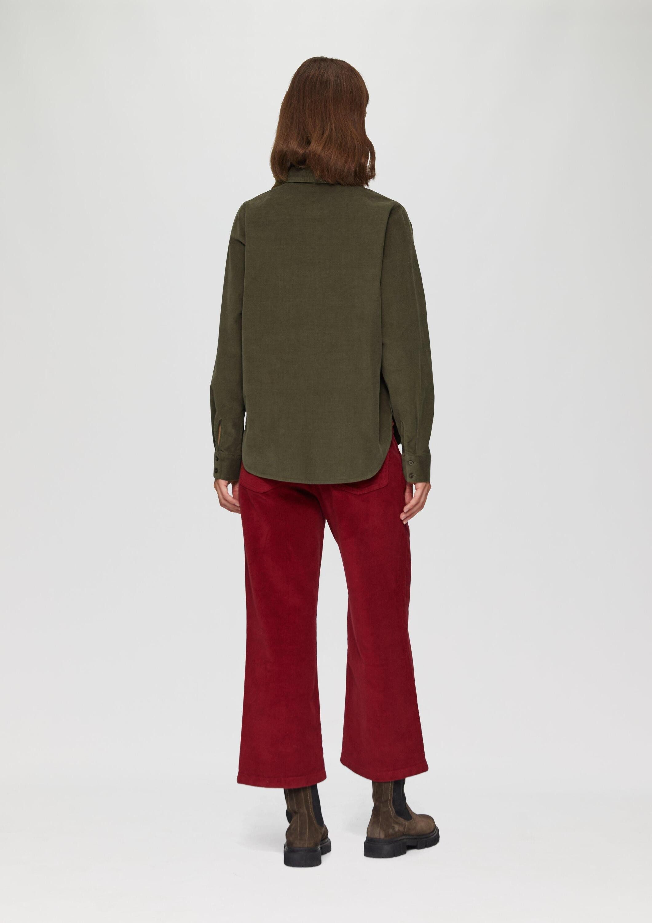 s.Oliver Langarmbluse Bluse Cordbluse im Relaxed Fit mit Naht-Details