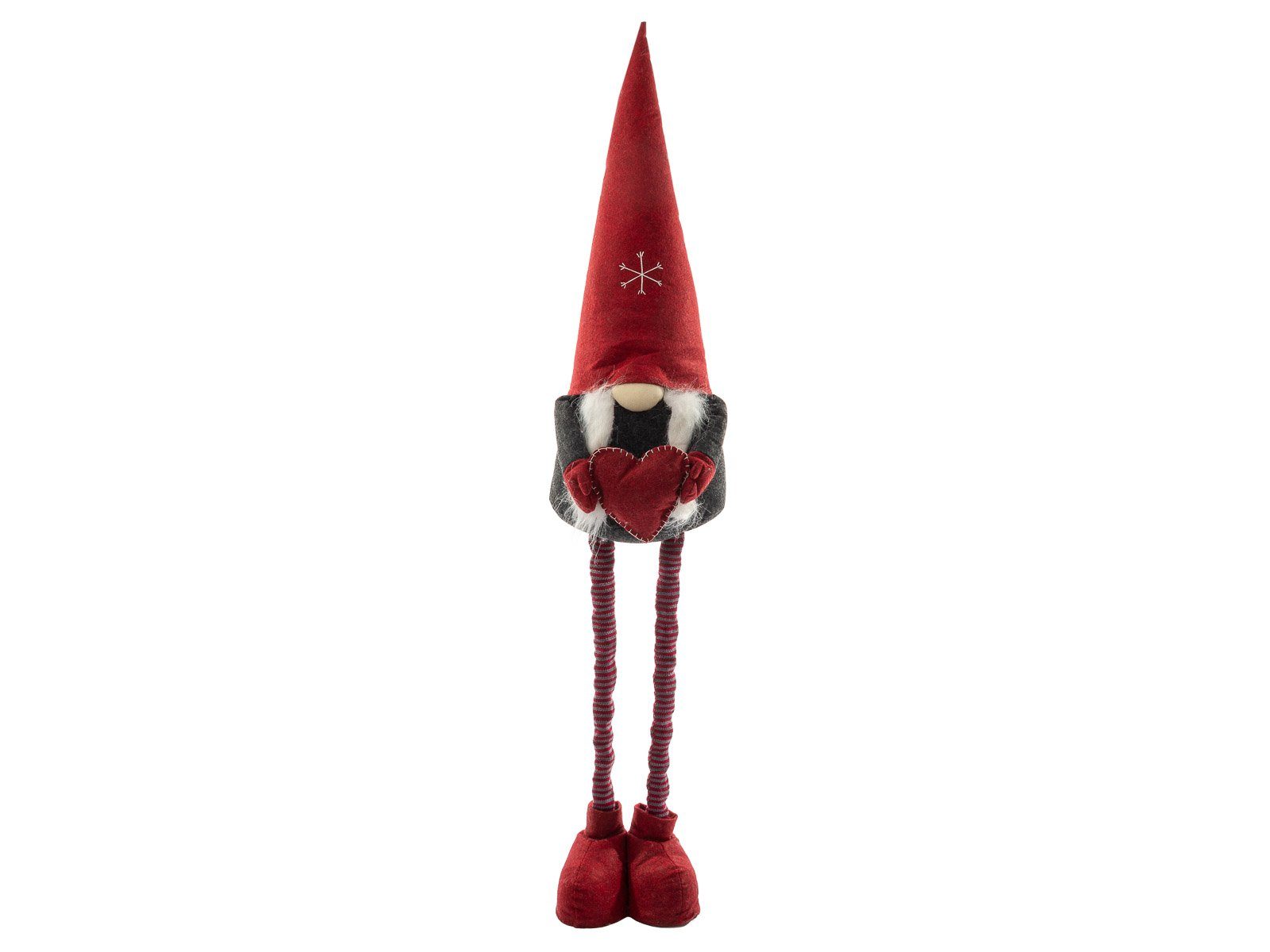 NOOR LIVING Weihnachtsfigur Jumbo Wichtel mit Teleskopbeinen (1 St), weihnachtliche Gnome rot