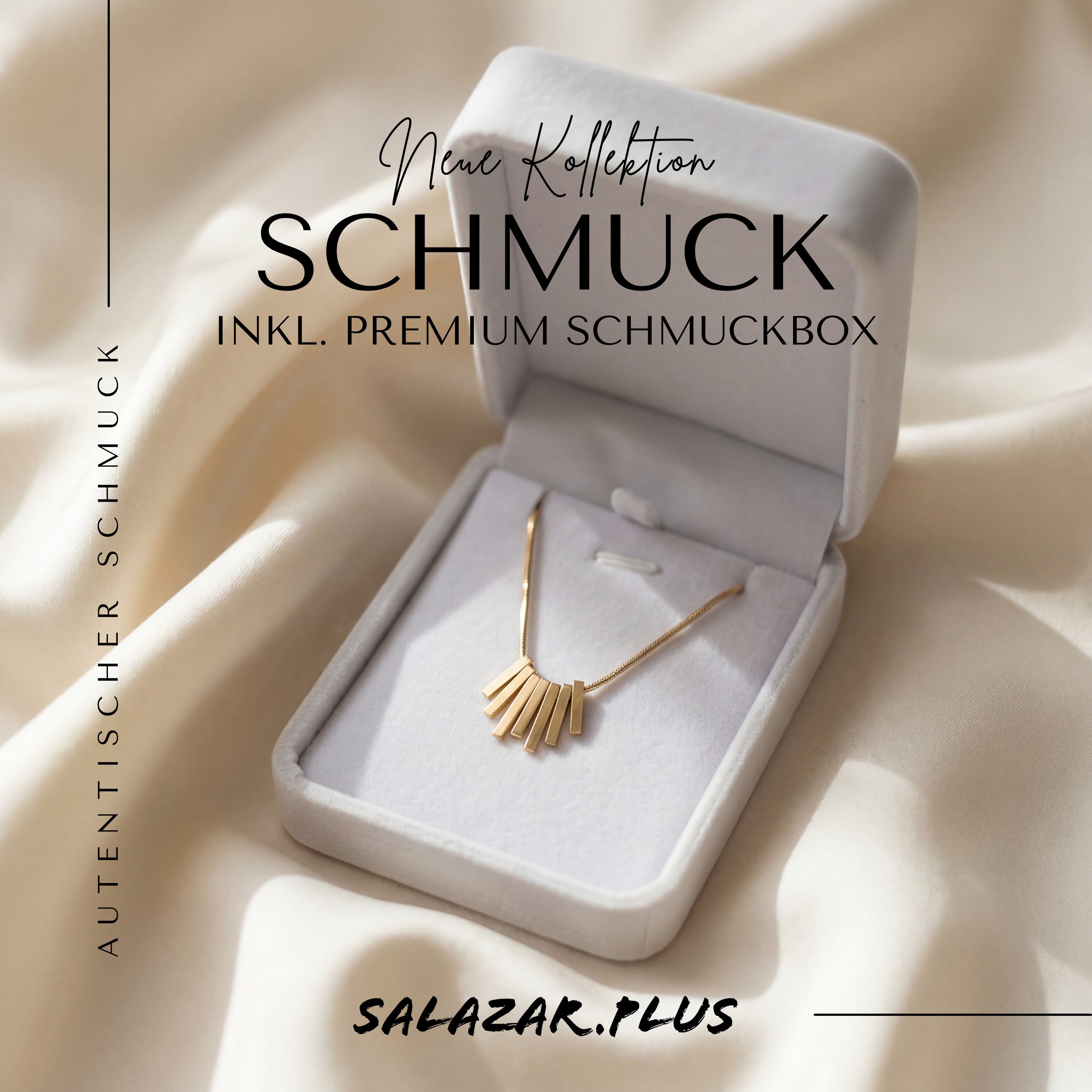 salazar.plus Kette mit Anhänger Luxus Damen Kette aus Edelstahl vergoldet Elegante Gliederkette, Wasserfest & anlauffest: Perfekt für den täglichen Look