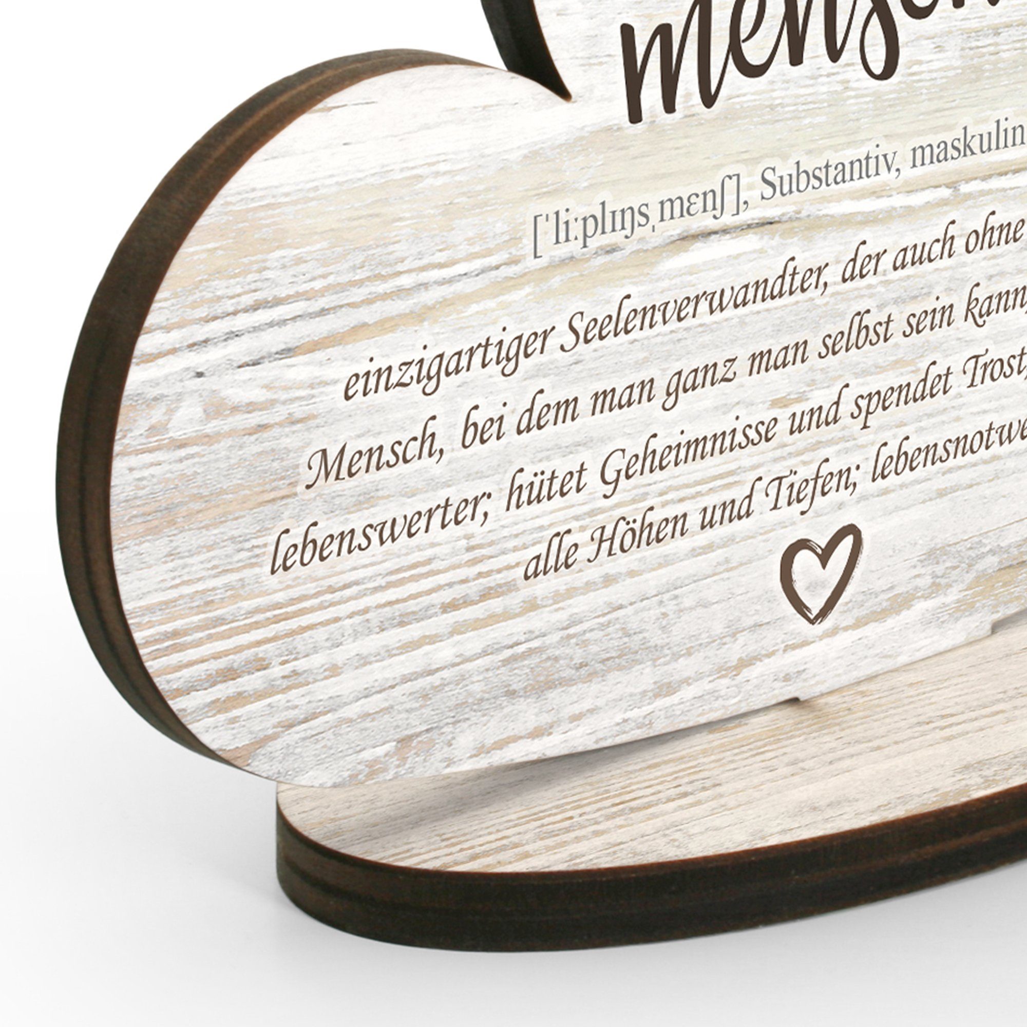 liebe spruch wohndeko Herz-Aufsteller freundschaft „Lieblingsmensch“- Feder freistehende Kreative Holz-Deko, Dekoobjekt tischdeko