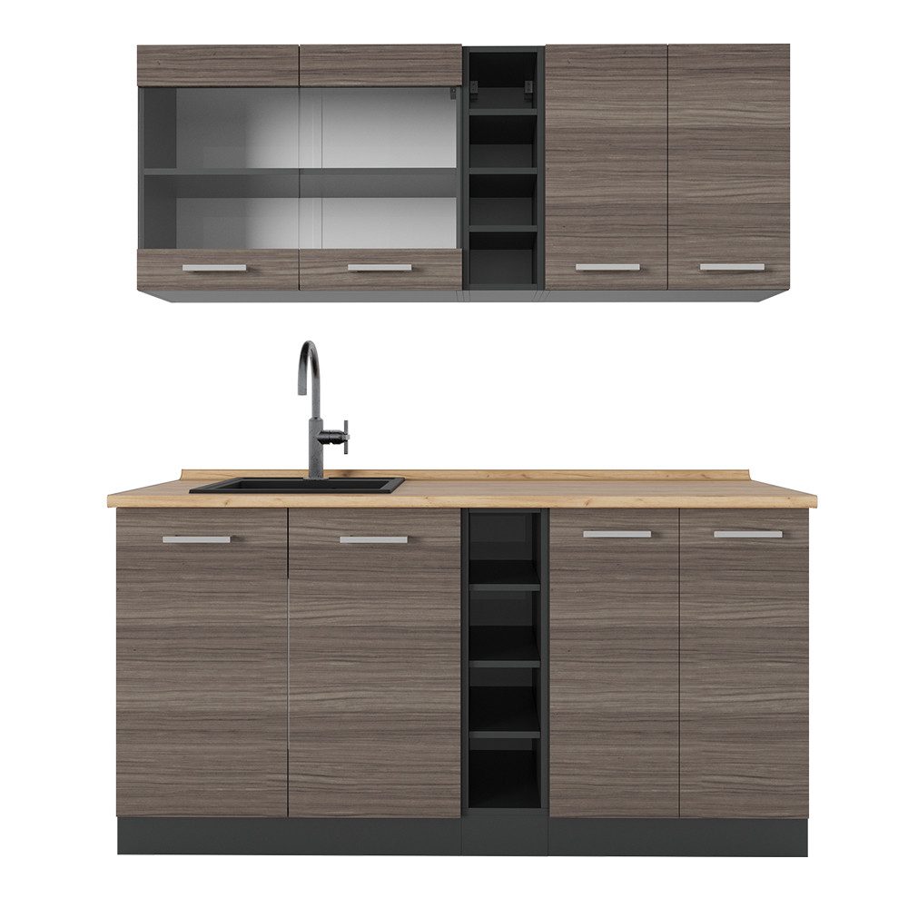 Vicco Küchenzeile R-Line, Edelgrau/Anthrazit, 160 cm günstig online kaufen