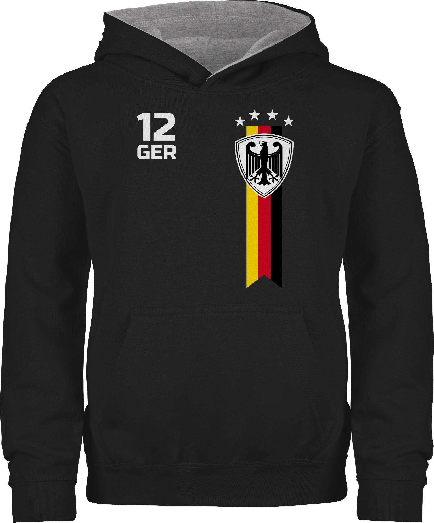 Shirtracer Hoodie WM Fan 2 Deutschland Kinder 2024 Schwarz/Grau Fussball EM meliert