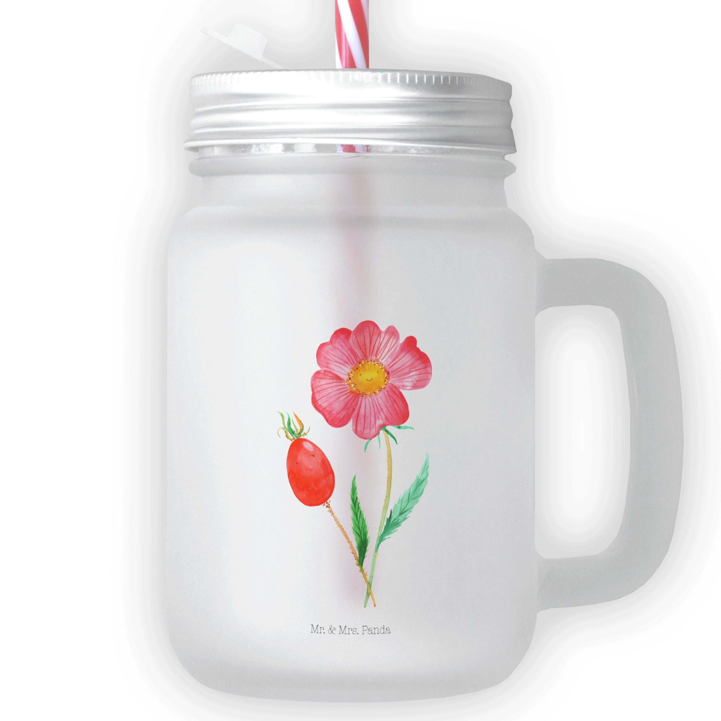 Mr. & Mrs. Panda Cocktailglas Blume Hagebutte - Transparent - Geschenk, schlechte Gedanken, Trinkgl, Premium Glas, Prägende Sprüche