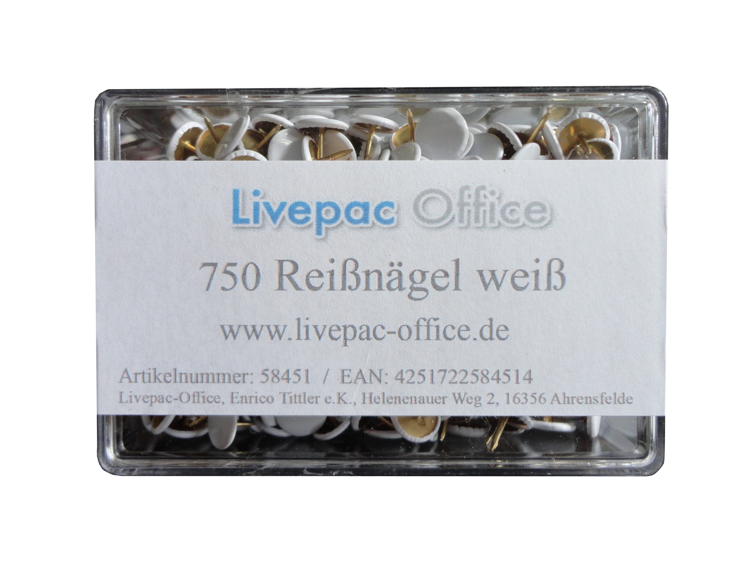 Livepac Office Heftzwecke 750 Reissnägel / Reißbrettstifte / Reißzwecken / Heftzwecken / weiß