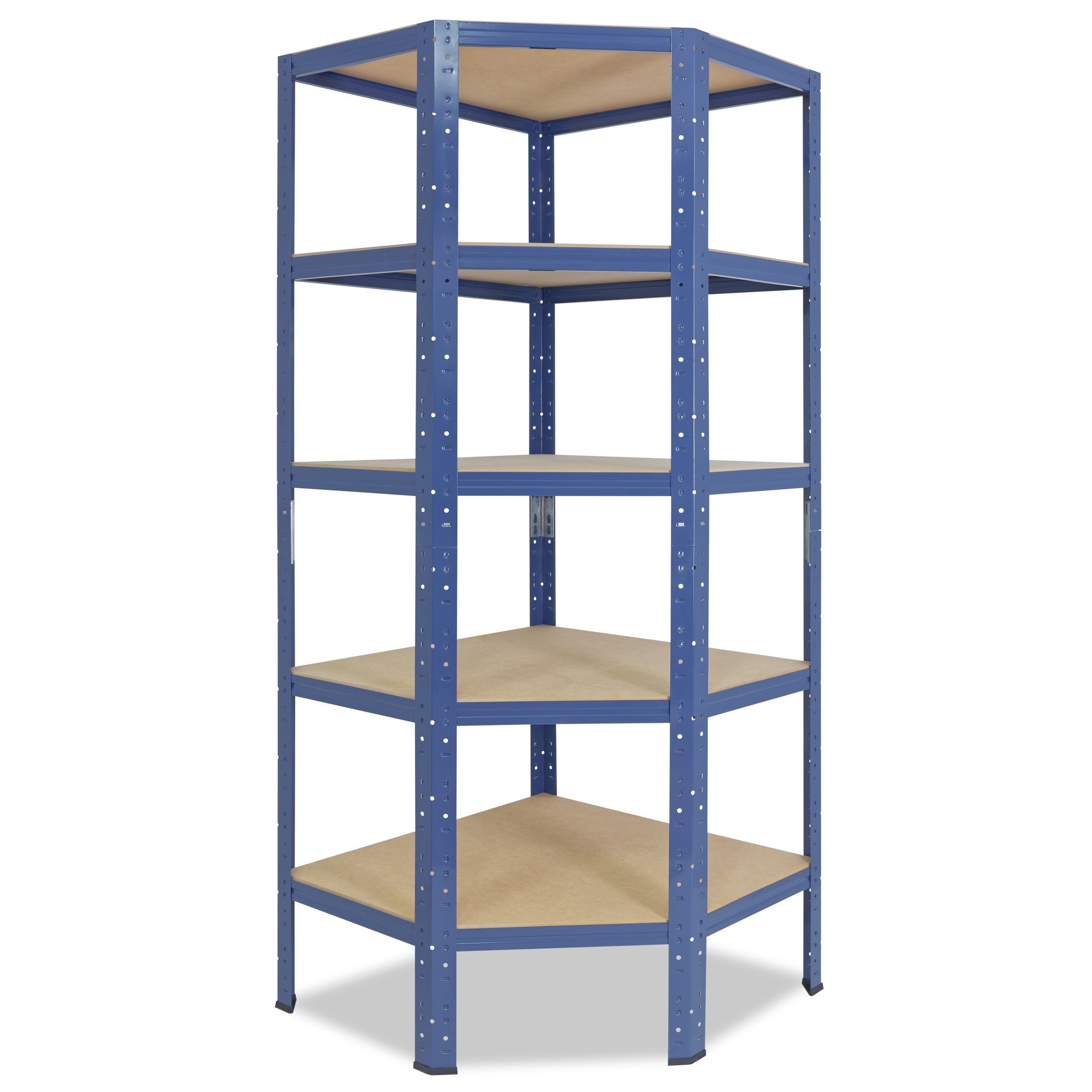 verzinkt Garagen Ecke, 180x80x50cm 175kg Eckregal mit Tragkraft blau, Schwerlastregal Regal Shelf Steckregal 5 Keller HOME, shelfplaza Corner Eckregal Böden, Metall stehend Eckregal