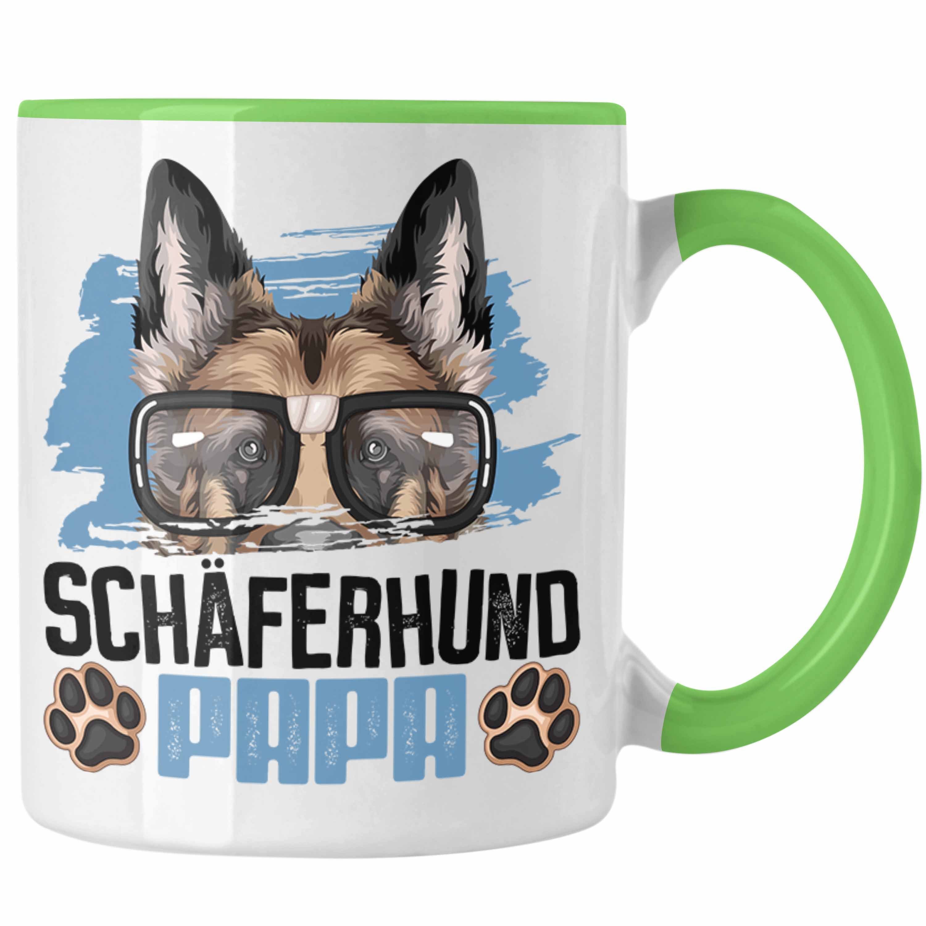 Trendation Tasse Schäferhund Papa Besitzer Tasse Geschenk Lustiger Spruch Geschenkidee Grün