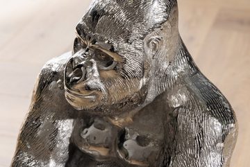 riess-ambiente Beistelltisch KONG 50cm silber / transparent (Einzelartikel, 1-St), Wohnzimmer · Metall · Glas · rund · Affenfigur · Gorilla-Skulptur