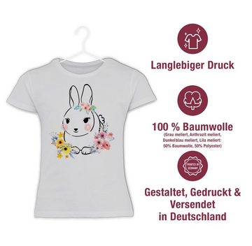 Shirtracer T-Shirt Hase - Blumen Geschenk Ostern