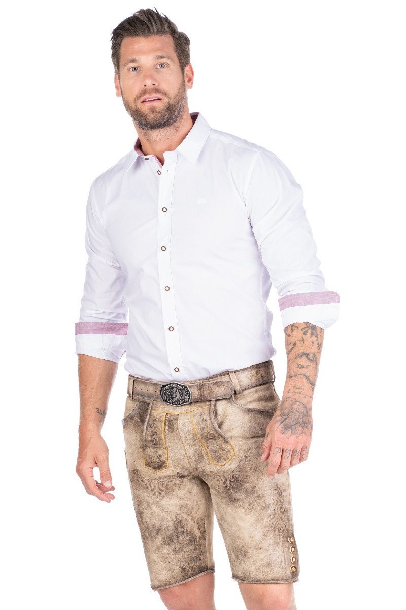 Spieth & Wensky Trachtenhemd Trachtenhemd - FOSTER LA - weiß/dunkelrot