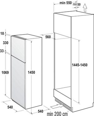 GORENJE Einbaukühlgefrierkombination RFI4152P1, 145 cm hoch, 54 cm breit